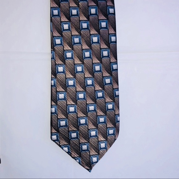 CLERICCI Mens Silk NECK TIE SQUARES %100 Authentic - Picture 3 of 8